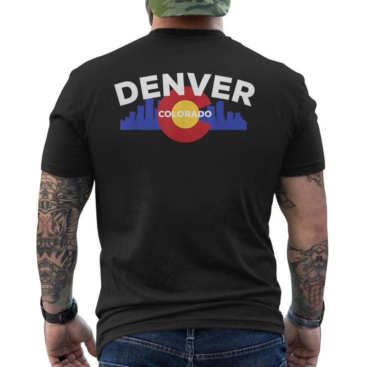 Downtown Denver Colorado Flag Skyline Men's T-shirt Back Print