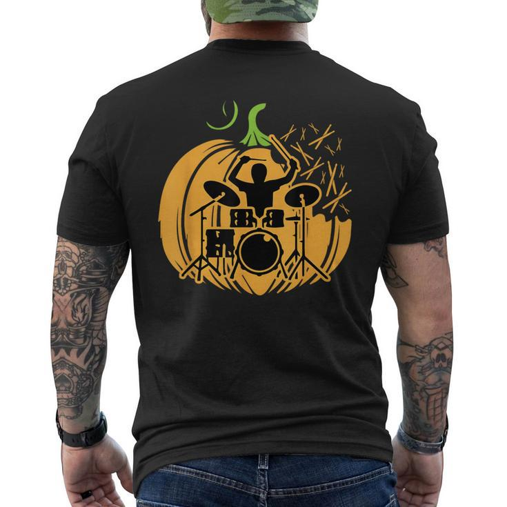 Drum-Mer Pumpkin Band Rock Music Lover Cool Musician Men's T-shirt Back Print