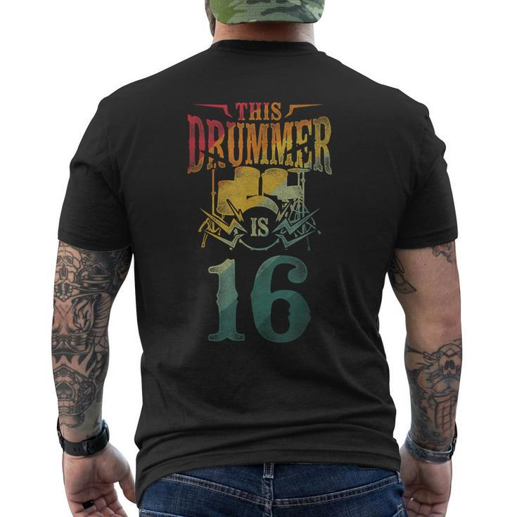 This Drummer Is 16 Percussionist Drummer 16Th Birthday Men's T-shirt Back Print