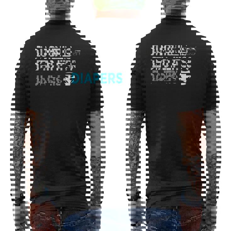 Dumbbells Deadlifts Diapers Bodybuilder Gym Father Men's Back Print T-shirt