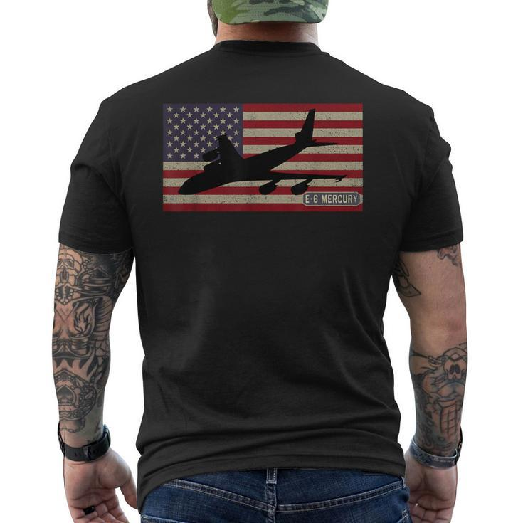 E-6 Mercury Plane Vintage American Flag Men's T-shirt Back Print