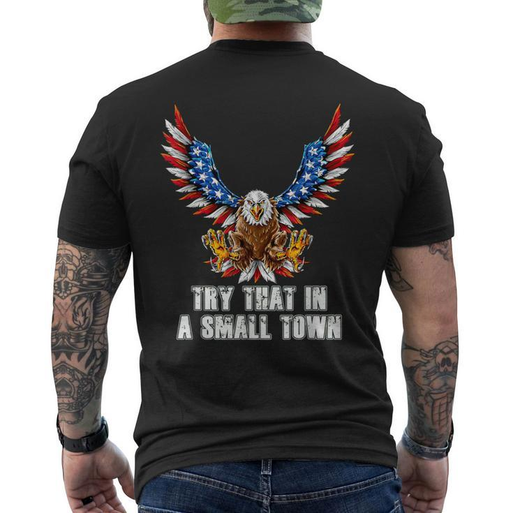 Eagle American Flag Vintage Retro Try That In My Town Men's T-shirt Back Print