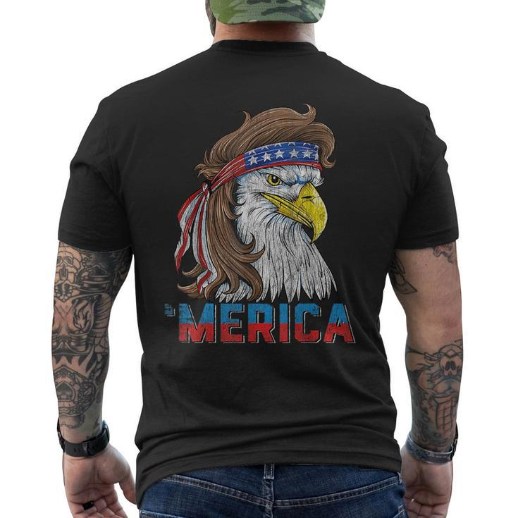 Eagle Mullet  4Th Of July Usa American Flag Eagle Merica Mens Back Print T-shirt