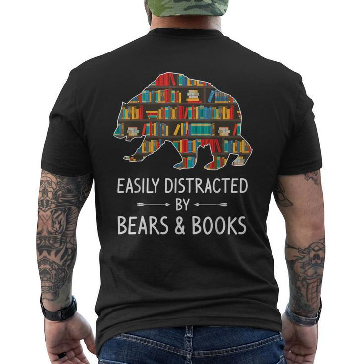 Easily Distracted By Bears & Books Lover Mammal Animal Men's T-shirt Back Print