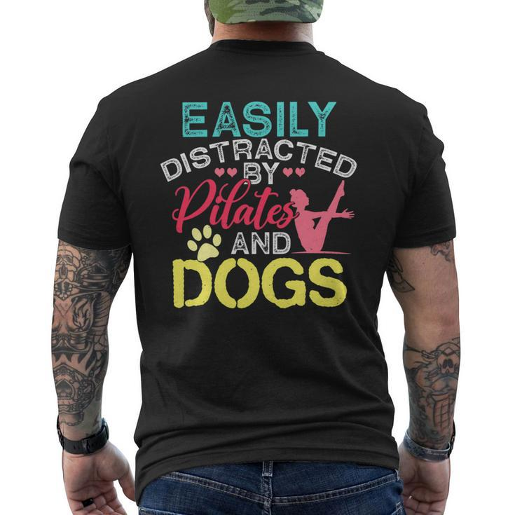 Easily Distracted By Pilates Dogs Fitness Coach Workout Mens Back Print T-shirt