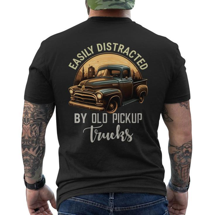 Easily Distracted By Old Pickup Trucks Classic Cars Lover Men's T-shirt Back Print