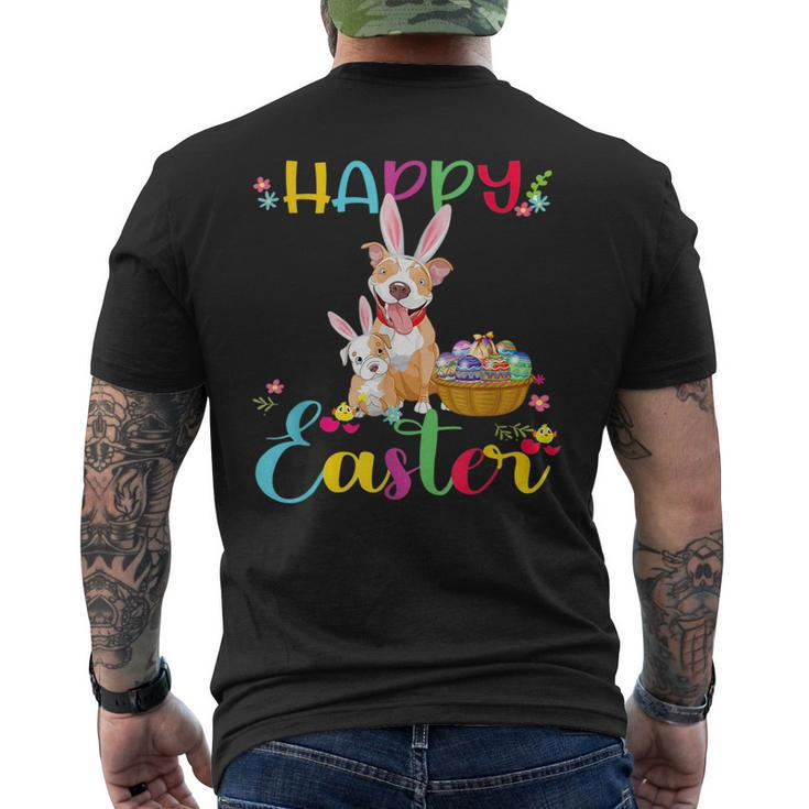 Easter Day Funny Pitbull Dog Puppy Wearing Rabbit Ears Gifts For Rabbit Lovers Funny Gifts Mens Back Print T-shirt