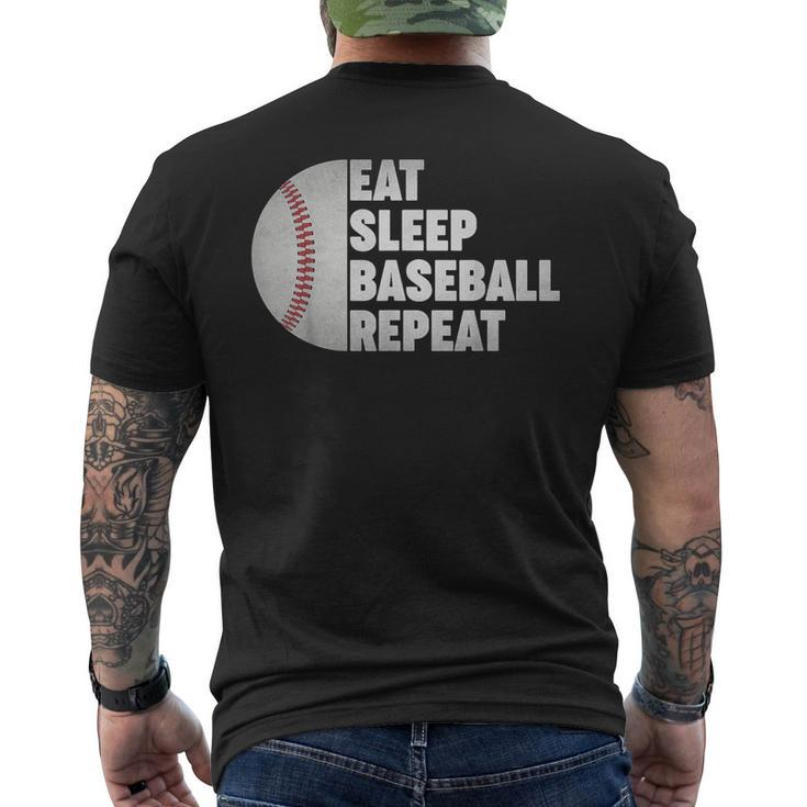 Eat Sleep Baseball Repeat Baseball Player Funny Baseball Baseball Funny Gifts Mens Back Print T-shirt
