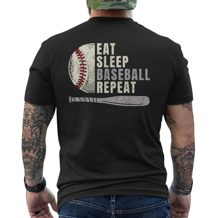 Eat Sleep Baseball Repeat Funny Baseball Player Baseball Funny Gifts Mens Back Print T-shirt
