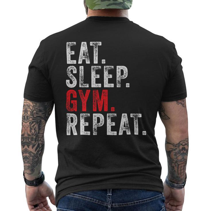 Eat Sleep Gym Repeat Funny Workout Train Vintage Distressed Mens Back Print T-shirt