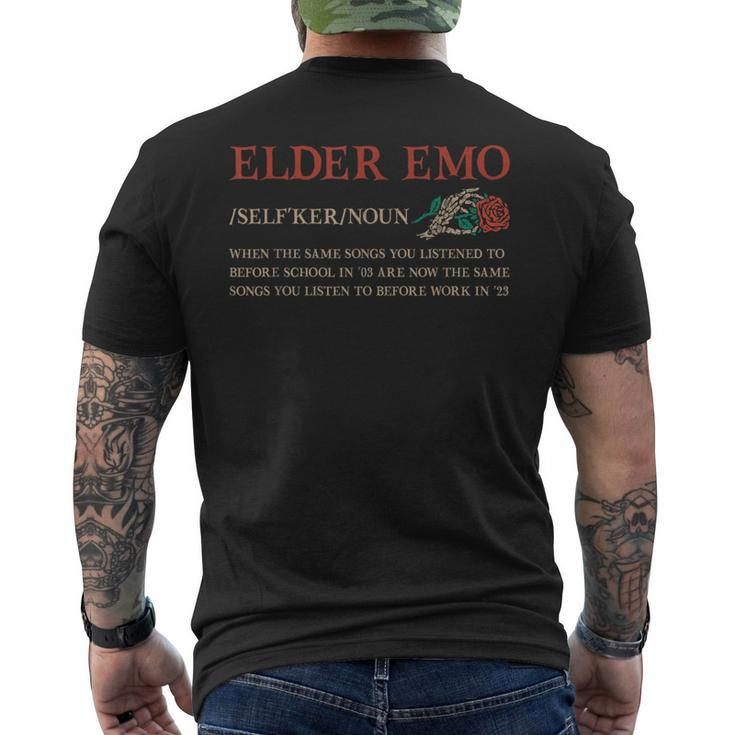 Elder Emo Defination Alt Alternative Music Humor Quote Men's T-shirt Back Print