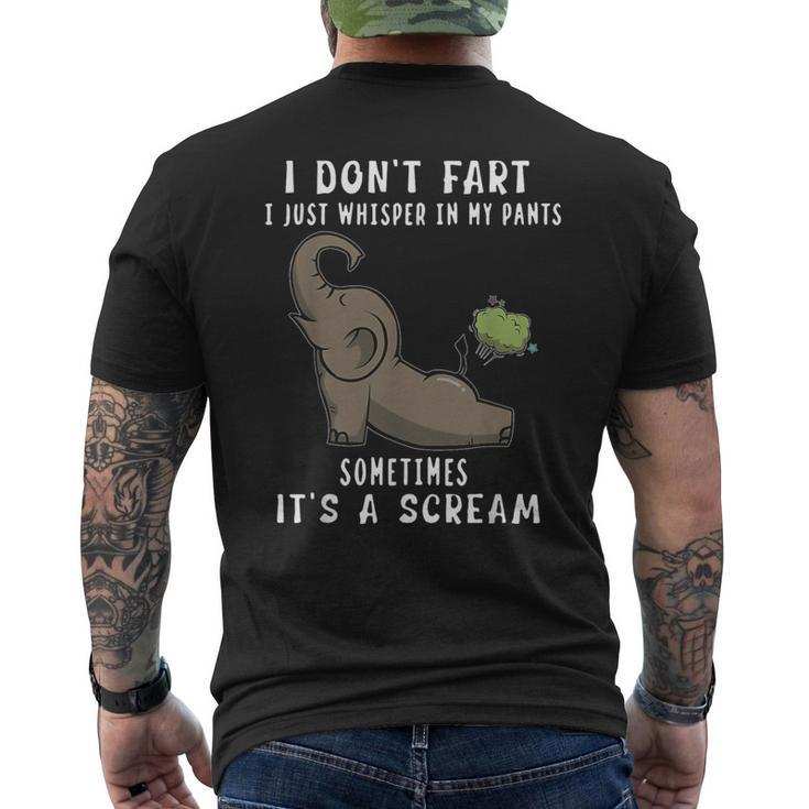 Elephant I Don't Fart I Just Whisper In My Pants Sometimes Men's T-shirt Back Print
