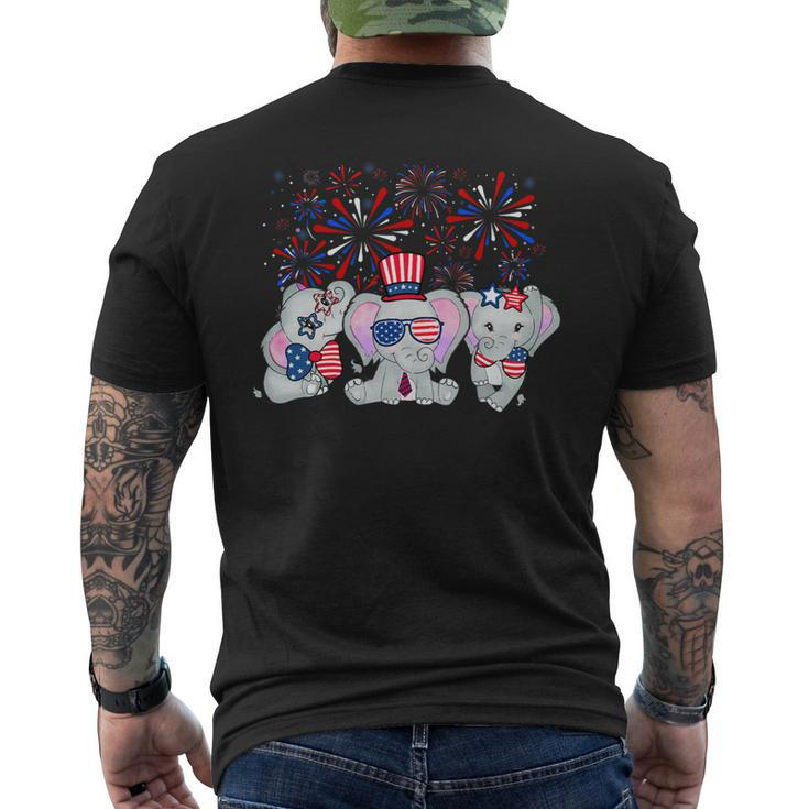 Elephant Fireworks Sunglasses Hat Merica Funny 4Th Of July Mens Back Print T-shirt