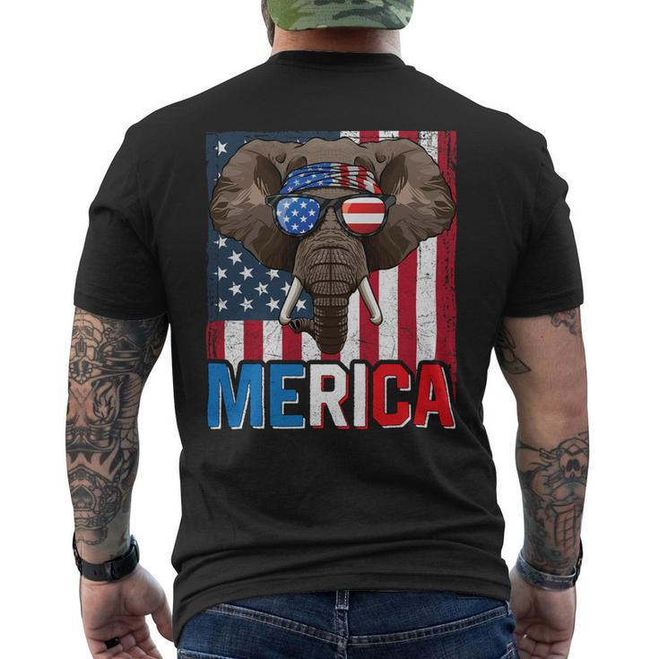 Elephant Merica 4Th Of July American Flag Usa Republican Mens Back Print T-shirt