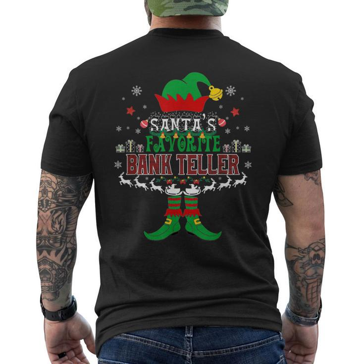 Elf Xmas Santa's Favorite Bank Teller Ugly Sweater Men's T-shirt Back Print