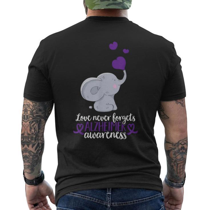 End Alz Love Never Forgets Alzheimer Awareness Men's T-shirt Back Print