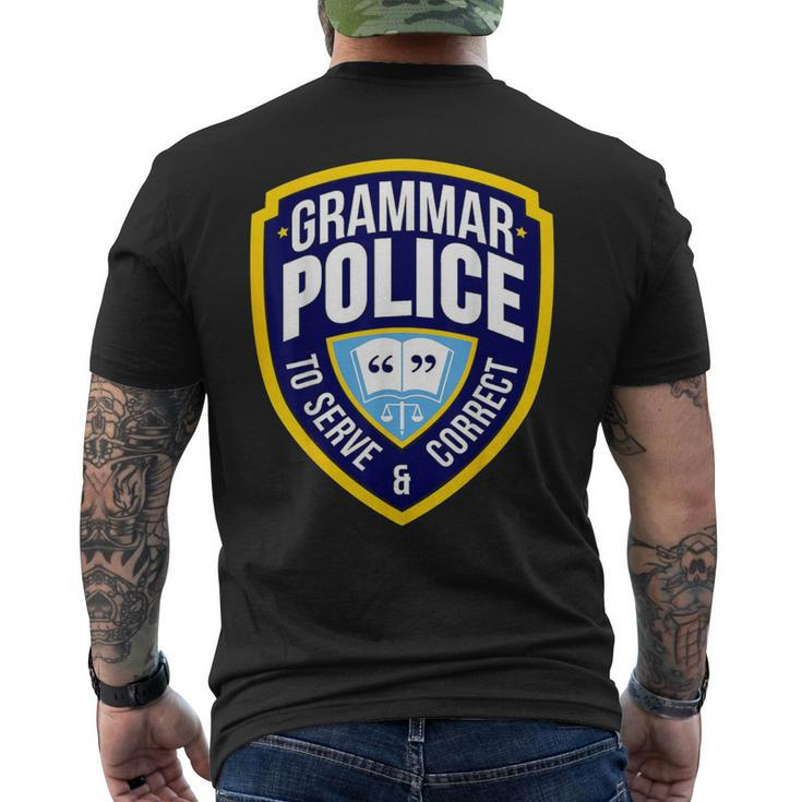 English Grammar Police Sarcasm Quotes Literary Men's T-shirt Back Print