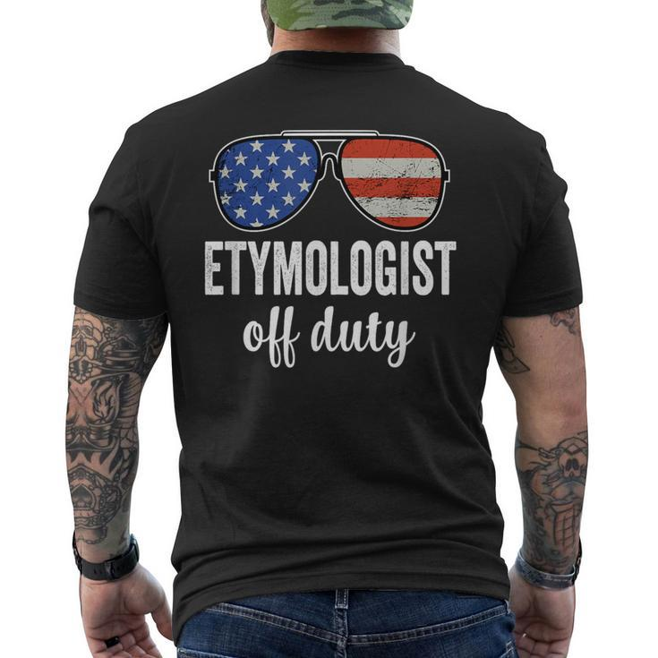 Etymologist Off Duty American Flag Sunglasses Men's T-shirt Back Print