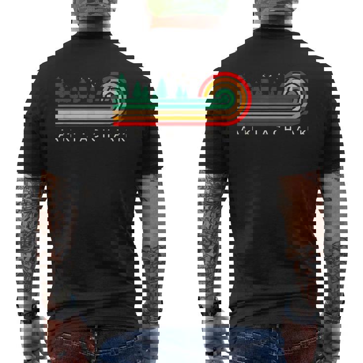 Evergreen Vintage Stripes Akiachak Alaska Men's T-shirt Back Print