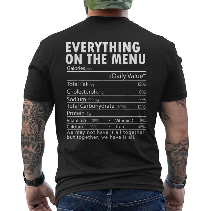 Everything On The Menu Nutrition Facts Thanksgiving Food Men's T-shirt Back Print