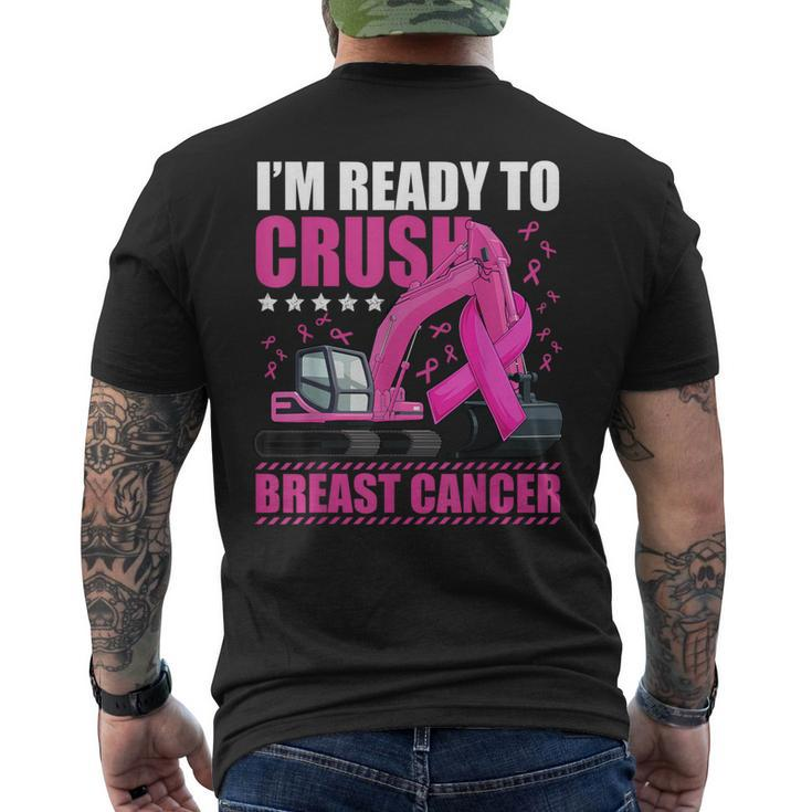 Excavator Crush Breast Cancer Awareness Pink Ribbon Boys Men's T-shirt Back Print