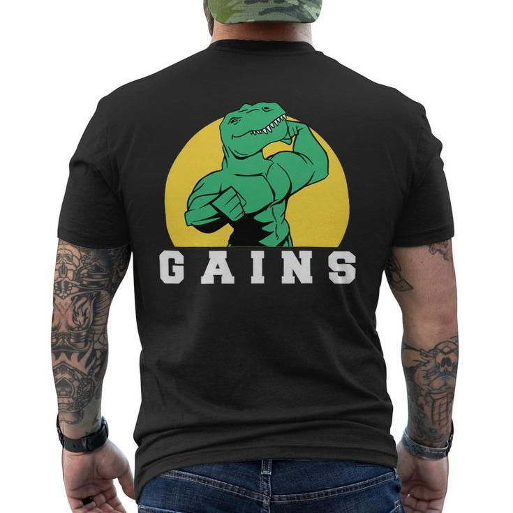 Exercise Motivation Trex Gains Gym Funny Dinosaur 2 Mens Back Print T-shirt