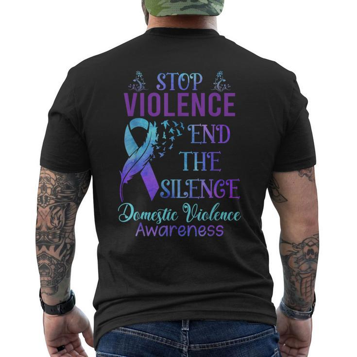 Family Domestic Violence Awareness Purple Ribbon Men's T-shirt Back Print