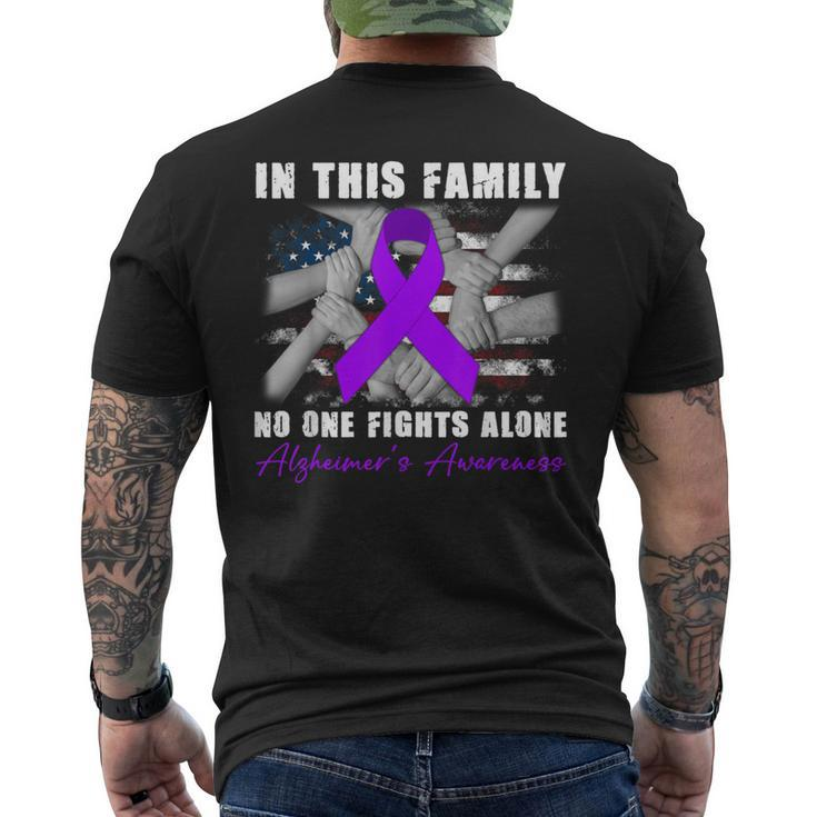 In This Family No One Fight Alone Alzheimers Awareness Month Men's T-shirt Back Print