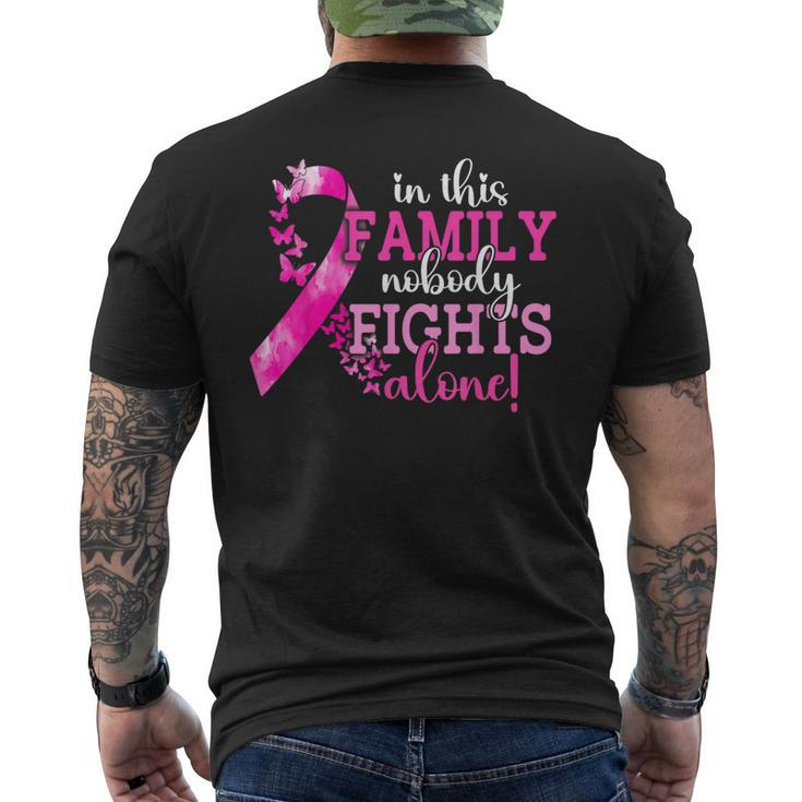 In This Family Nobody Fights Alone Breast Cancer Awareness Men's T-shirt Back Print