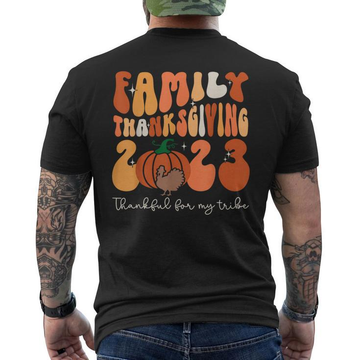 Family Thanksgiving 2023 Thankful For My Tribe Group Pumpkin Men's T-shirt Back Print