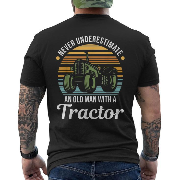 Farmer Never Underestimate An Old Man With A Tractor Gift For Mens Mens Back Print T-shirt