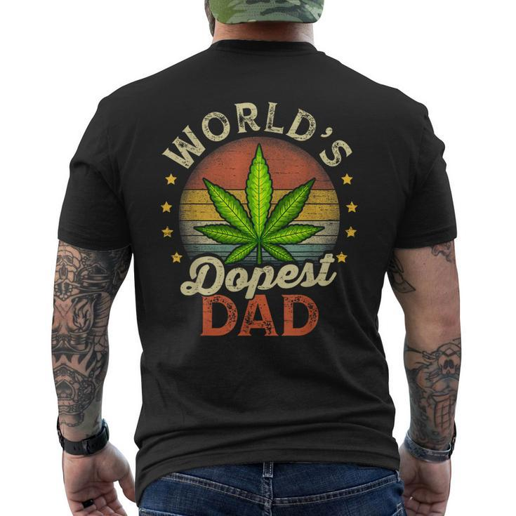 Fathers Day 420 Weed Dad Vintage Worlds Dopest Dad For Women Men's Back Print T-shirt