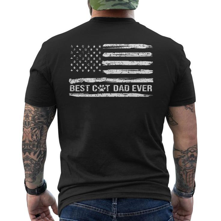 Fathers Day Best Cat Dad Ever With Us American Flag Mens Back Print T-shirt