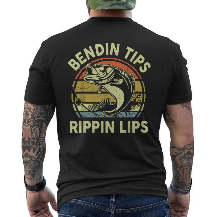Fathers Day Dad Bendin Tips Rippin Lips Funny Papa Fishing  Mens Back Print T-shirt