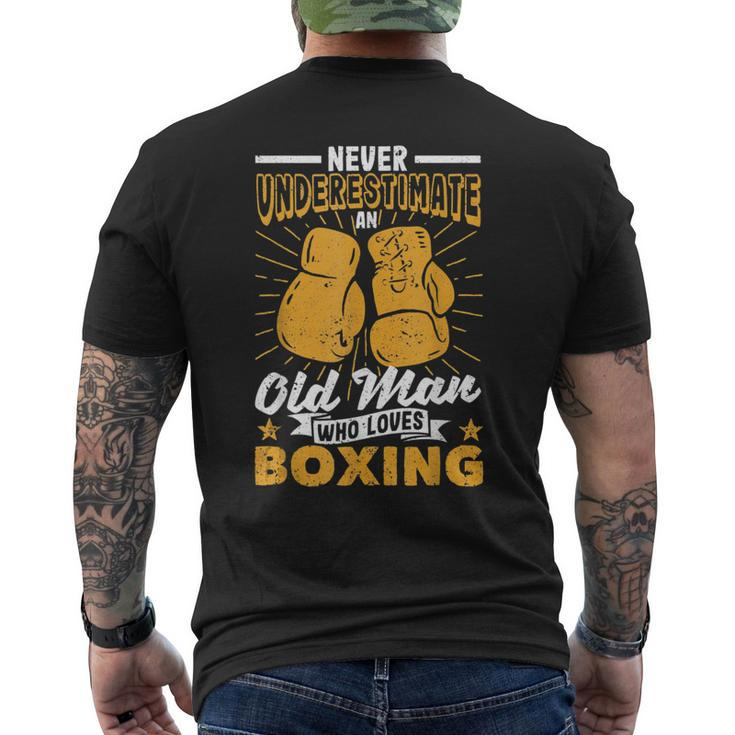 Fathers Day Never Underestimate An Old Man Who Loves Boxing Gift For Mens Mens Back Print T-shirt