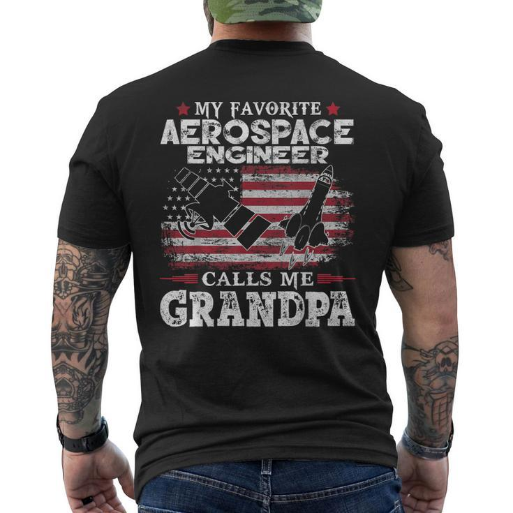 My Favorite Aerospace Engineer Calls Me Grandpa Usa Flag Men's Back Print T-shirt