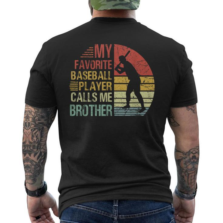 My Favorite Baseball Player Calls Me Brother Fathers Day Men's Back Print T-shirt