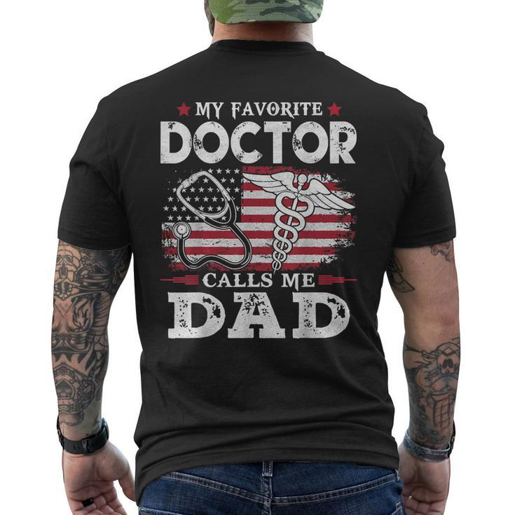 My Favorite Doctor Calls Me Dad Usa Flag Vitage Father Day Men's Back Print T-shirt