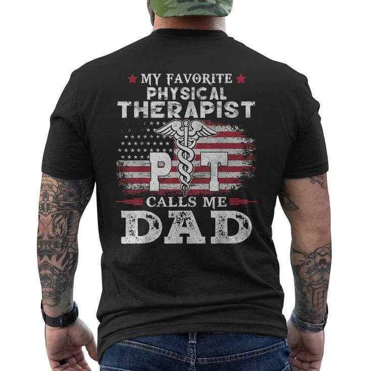 My Favorite Physical Therapist Calls Me Dad Usa Flag Father Men's Back Print T-shirt