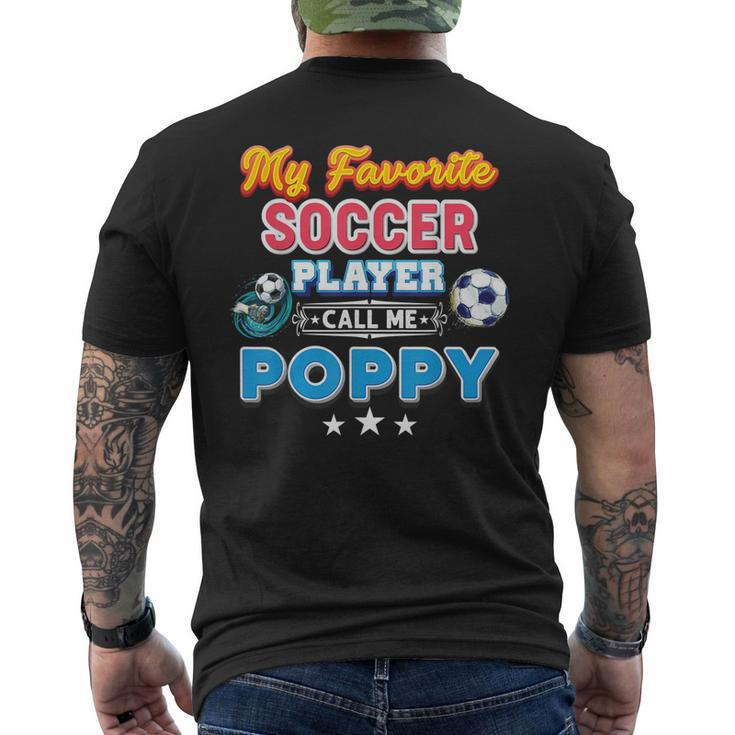 My Favorite Soccer Player Calls Me Poppy Fathers Day Happy Men's Back Print T-shirt