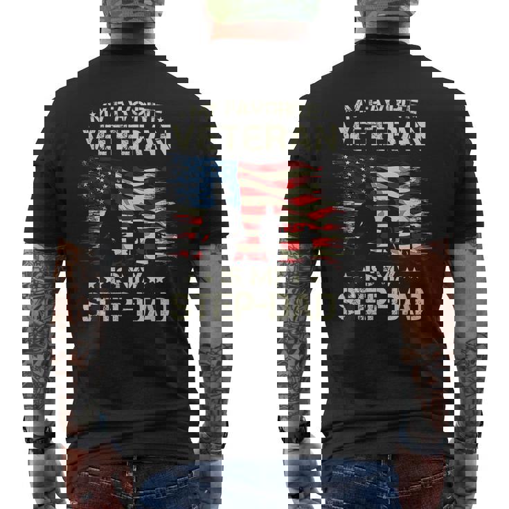 My Favorite Veteran Is My Step Dad For Father Veterans Day Men's Back Print T-shirt