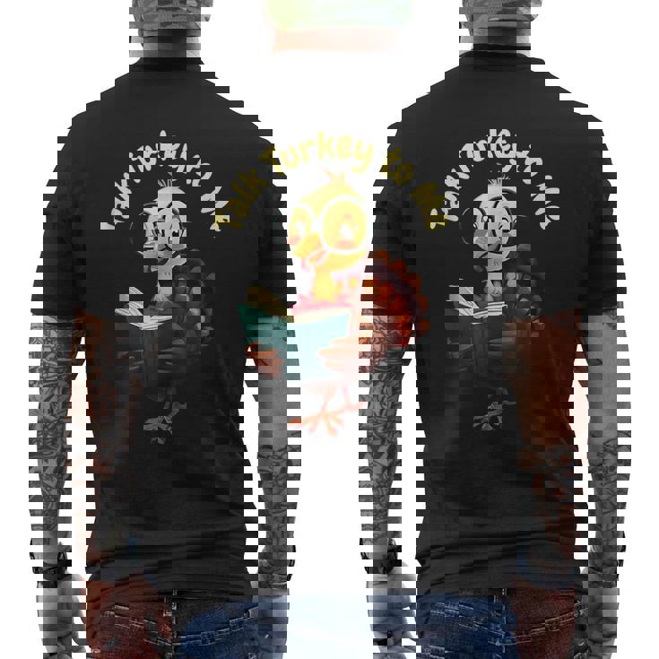 Feathered Conversations Talk Turkey To Me Thanksgiving Men's T-shirt Back Print