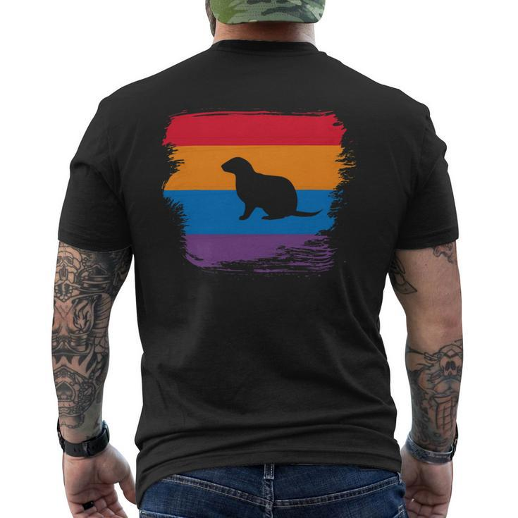 Ferret Shadow Silhouette With Colorful Flag Mens Back Print T-shirt