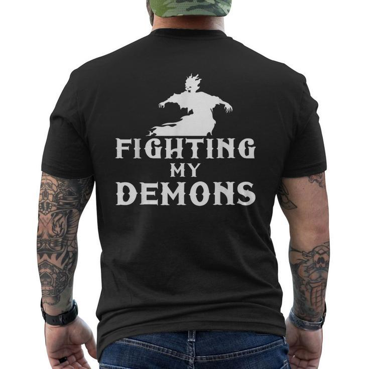 Fighting My Demons Satan Devil Satanic Occult Satanism Witch Witch Men's T-shirt Back Print