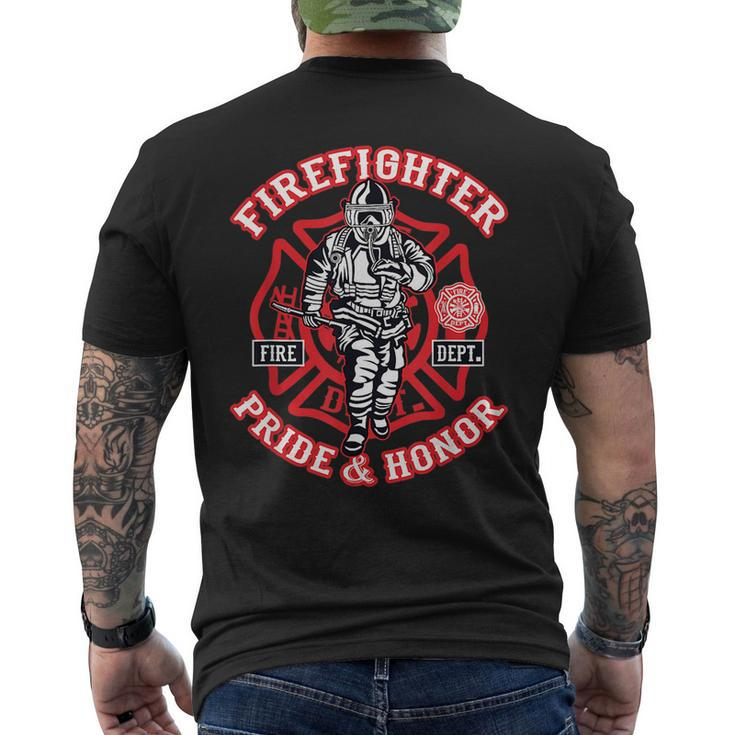 Firefighter Fireman Pride & Honor  Mens Back Print T-shirt