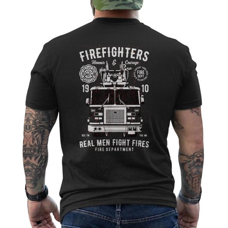 Firefighters Truck Proud Firefighter Job Pride Fireman Dept  Mens Back Print T-shirt