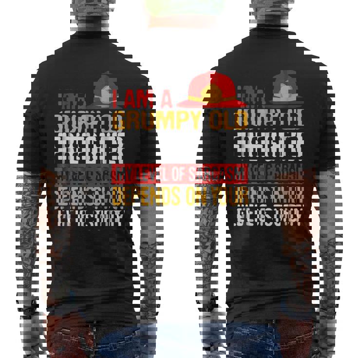 Firemen Grumpy Old Firefighter Men Grandpa Men's Back Print T-shirt