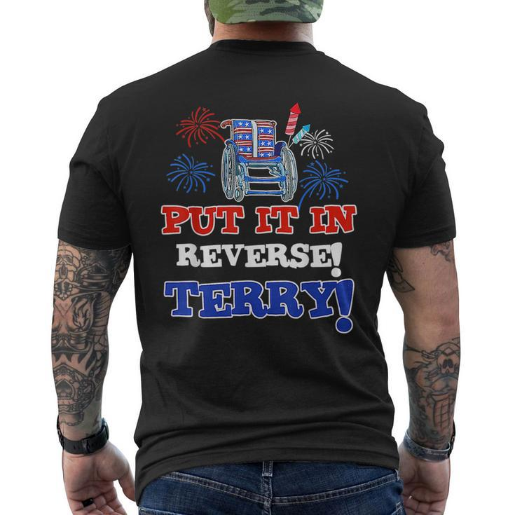 Fireworks Back Up Put It In Reverse Terry Funny 4Th Of July  Mens Back Print T-shirt