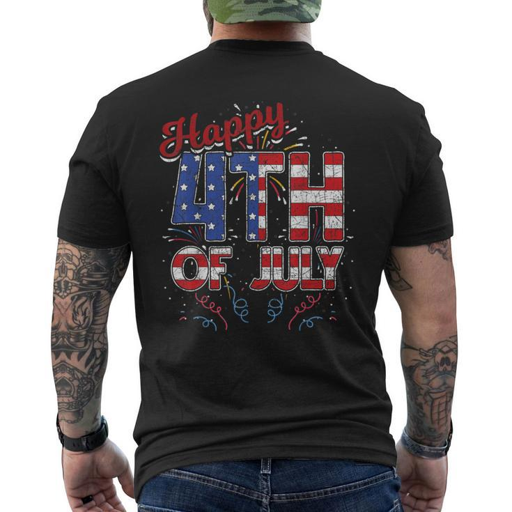 Fireworks Happy 4Th Of July Us Flag American 4Th Of July Men's Back Print T-shirt