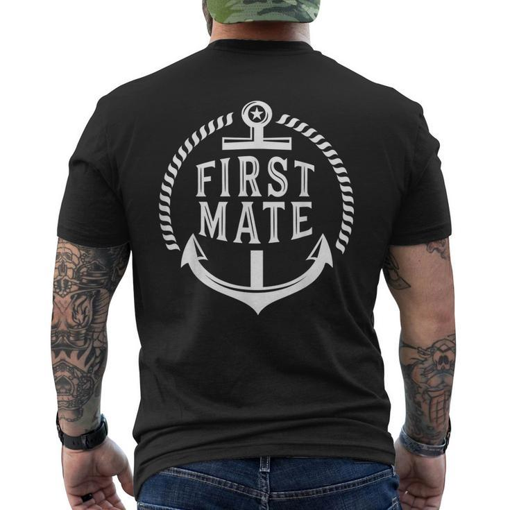 First Mate Nautical Anchor  Mens Back Print T-shirt
